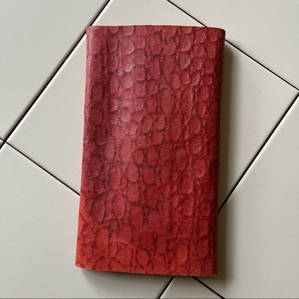 Leather Clutch Wallet in Red Brick